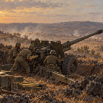 Syrian artillery crew on the Golan